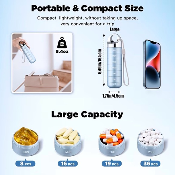 Weekly Supplement Organizer Stackable Case - Navy - Picture 4 of 9